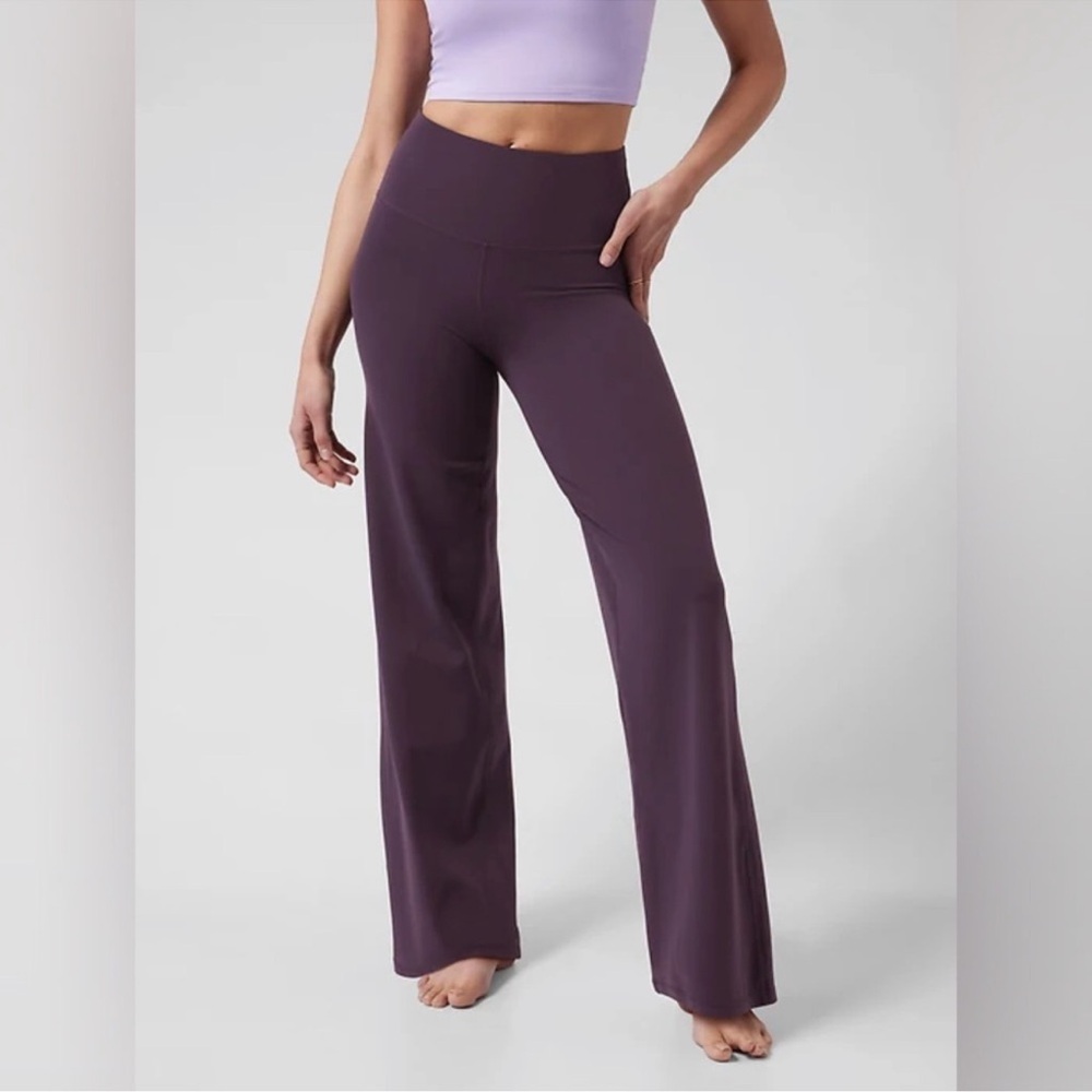 Athleta Elation Wide Leg Pant Size XS Purple High Rise Pull-On Stretch Yoga Soft